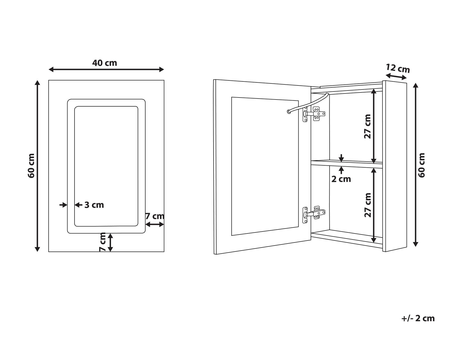 Armadio a muro per specchio da bagno LED CONDOR 40 cm 60 cm Bianco_785543