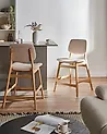 Conjunto de 2 sillas de bar ELAINE Bouclé Marrón claro/Beige