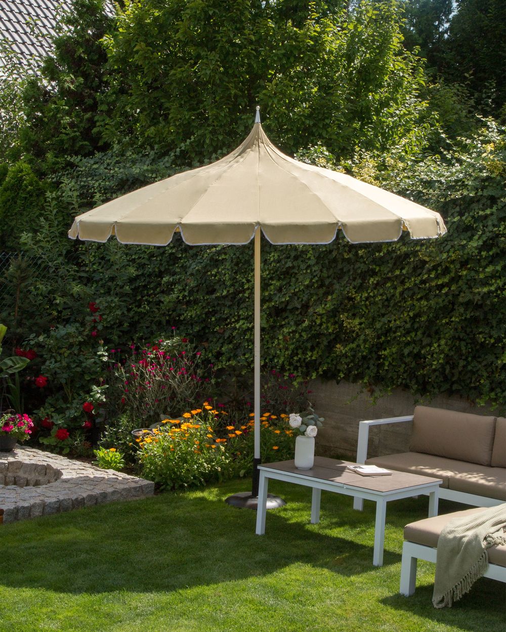 Guarda-sol de jardim 245 cm MINOA Creme
