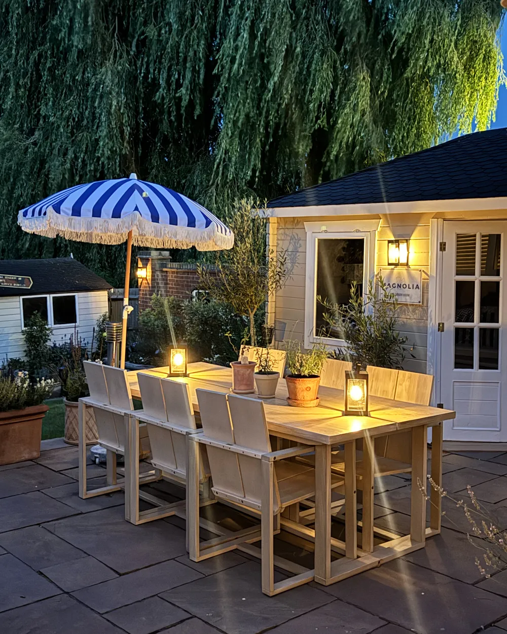 Set of 6 Garden Chairs with Cushions AZZANELLO Acacia Wood Off-White_1036491