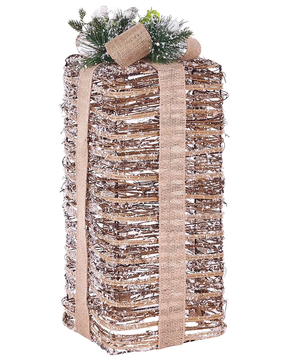 Zestaw 3 dekoracji świątecznych LED VALKAMA 54/45/30 cm Prezenty świąteczne Brązowy_1179484