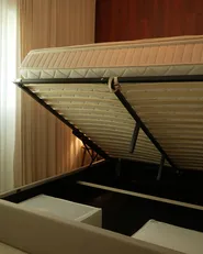 Ottoman Bed with LED ARMELLE Fabric Beige 180 x 200 cm (EU Super King)_1046074