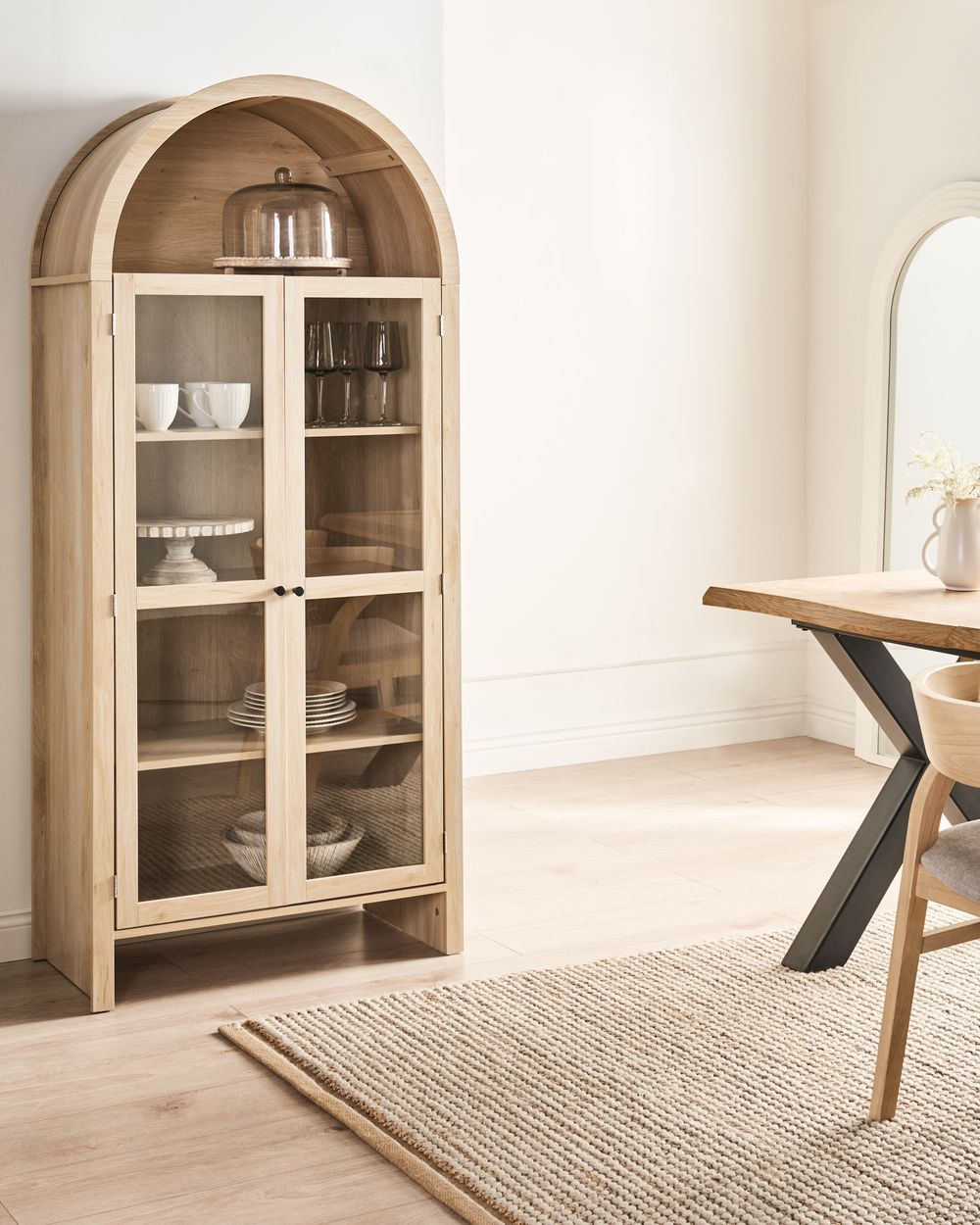 Glazen vitrinekast GLENWOOD 79 cm Lichtbruin