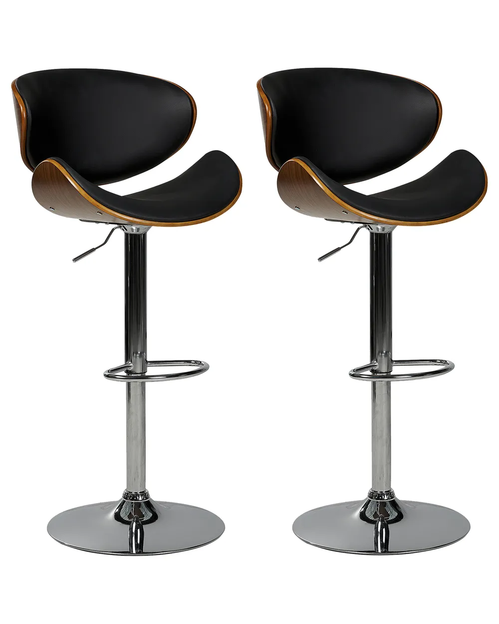 Set van 2 barstoelen CONWAY Kunstleer draaibaar zwart Set van 2 barstoelen CONWAY Kunstleer draaibaar zwart