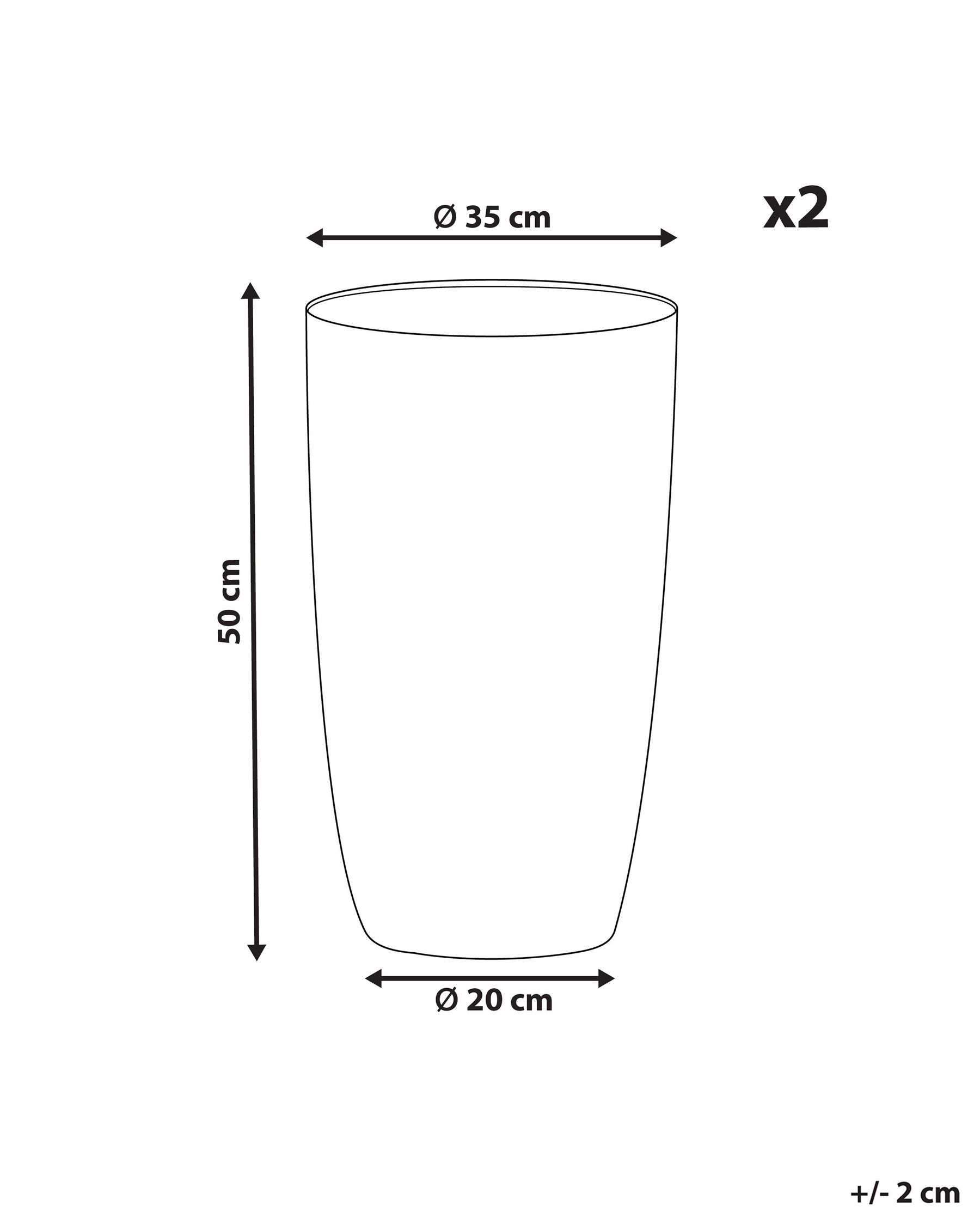 Set of 2 Plant Pots 35 x 35 x 50 cm Grey CAMIA_841571