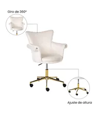 Silla de escritorio VELENCIA Terciopelo Blanco crema_1065160