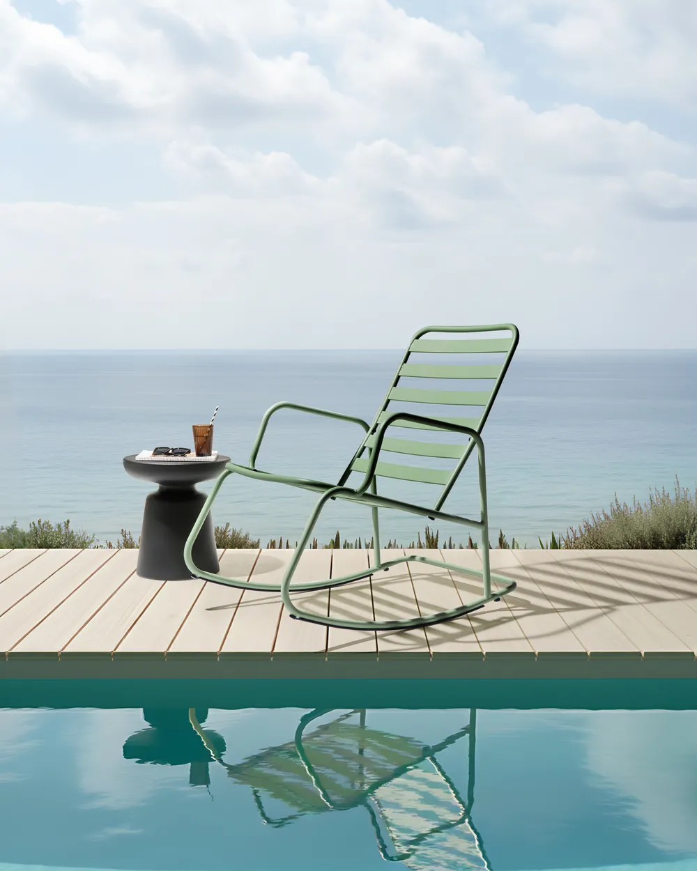 Garden Rocking Chair TURI Metal Green