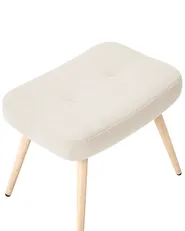 Poltrona Wingback VEJLE con poggiapiedi Tessuto Beige chiaro_913006