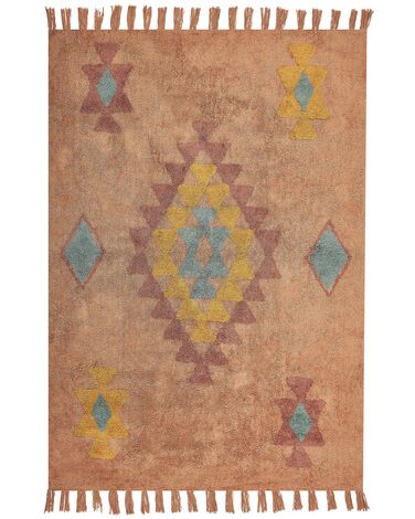 Teppich Baumwolle orange 160 x 230 cm geometrisches Muster IGDIR