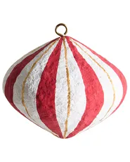 Set of 12 Christmas Tree Oranments GIDEALVEN Papier-Mâché Red/ White_1030534