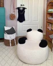 Poltrona per Bambini Panda VIBY Bouclé Bianco_998330