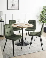 Set di 4 sedie da pranzo POWELL Velluto Verde oliva_966728