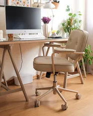 Desk Chair PARAMUS Faux Leather Beige_1036769