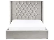 Ottoman Bed LUBBON Velvet Light Grey 140 x 200 cm (EU Double)_833900