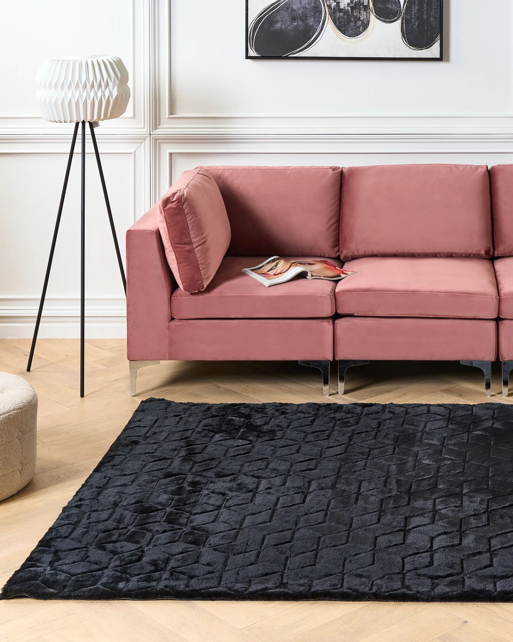Faux Fur Rug THATTA Black 160 x 230 cm_858395
