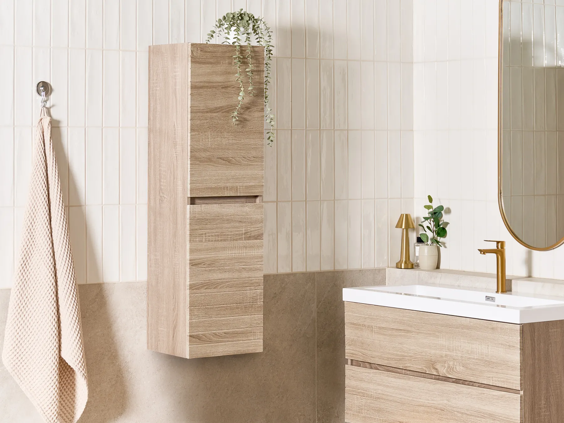 Bathroom Wall Mounted Cabinet URUCU 35 cm Light Brown_1005087