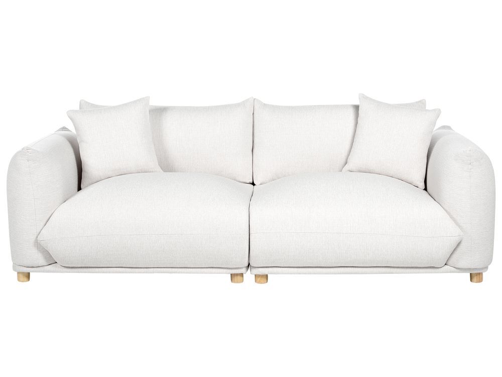 3 Seater Fabric Sofa Off White LUVOS Beliani.cz