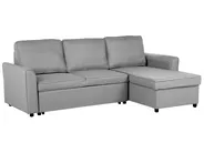 Corner Sofa Bed 3 Seater NESNA with Storage Fabric Light Grey Left Hand_720332