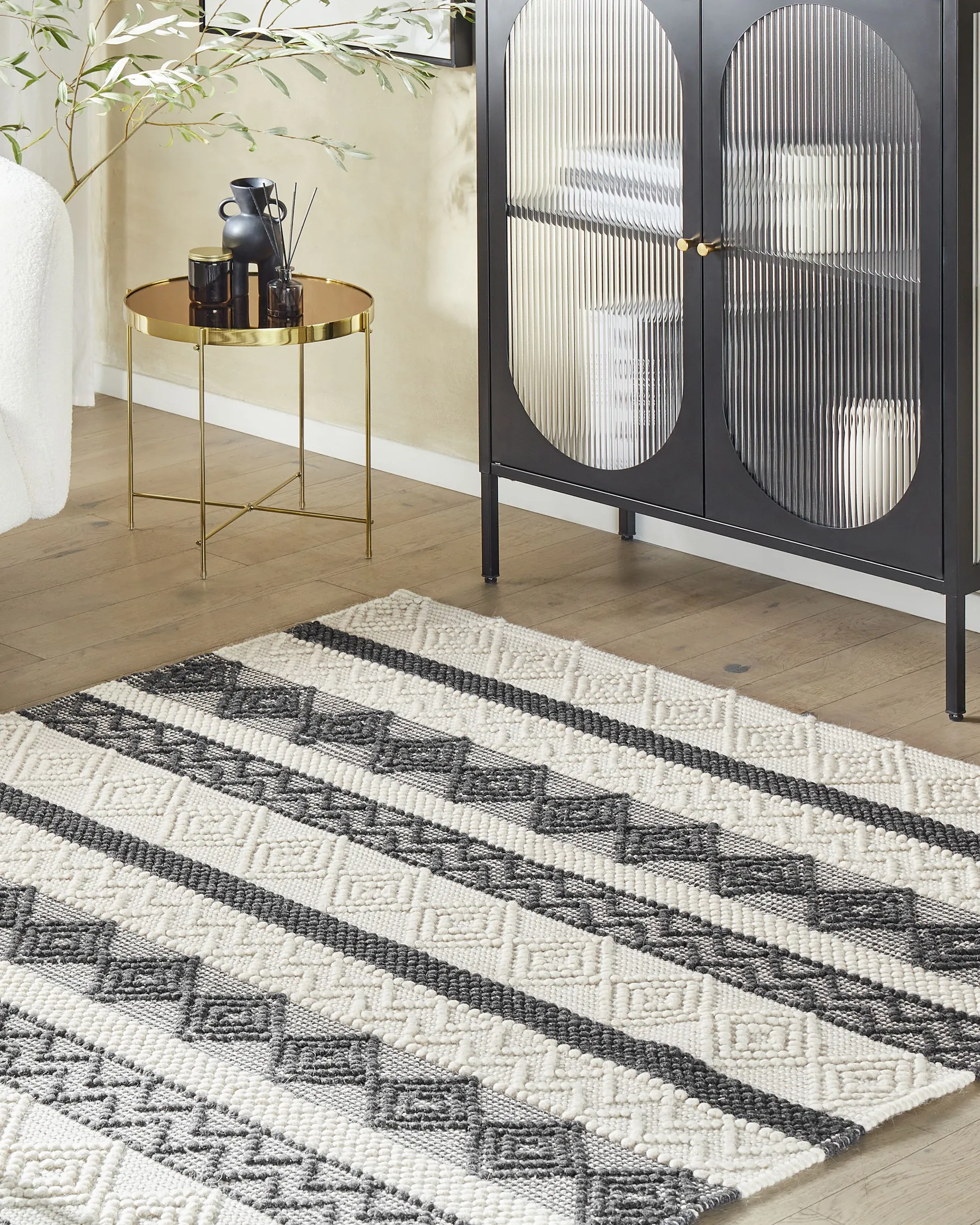 Rug DAVUTLAR Light Beige 200 x 200 cm Wool_830889