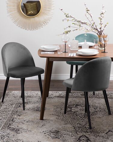 Set of 2 Velvet Dining Chairs Grey VISALIA