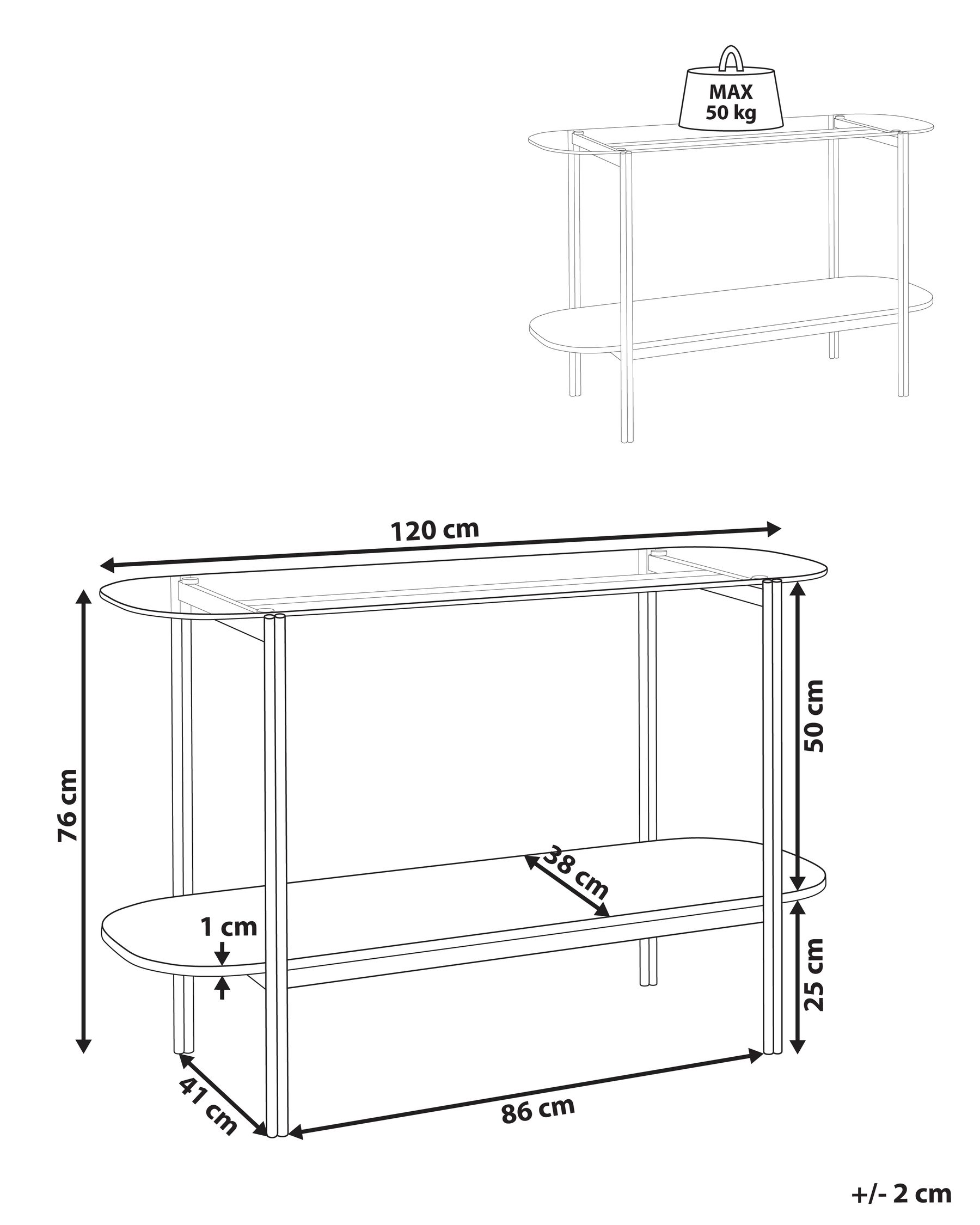 Glass Top Console Table Light Wood with Silver LOVELL_937194
