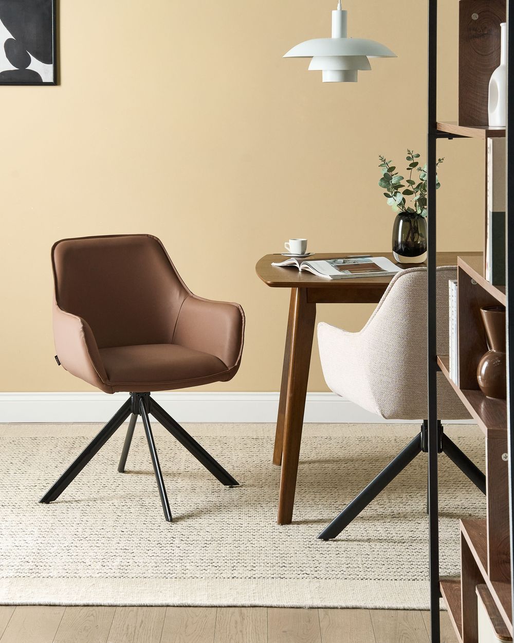 Dining Chair Swivel MORNAS Faux Leather Brown