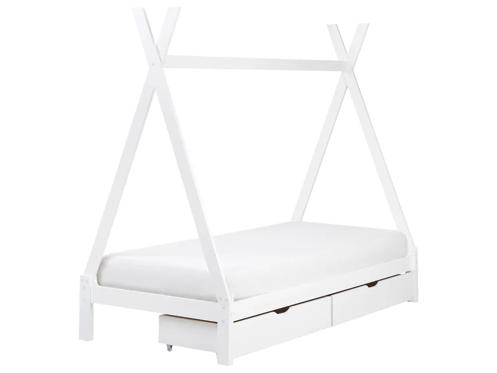 Lit à tiroirs pour enfants Tipi Bois de pin DEVAY 90 x 200 cm Blanc_963562