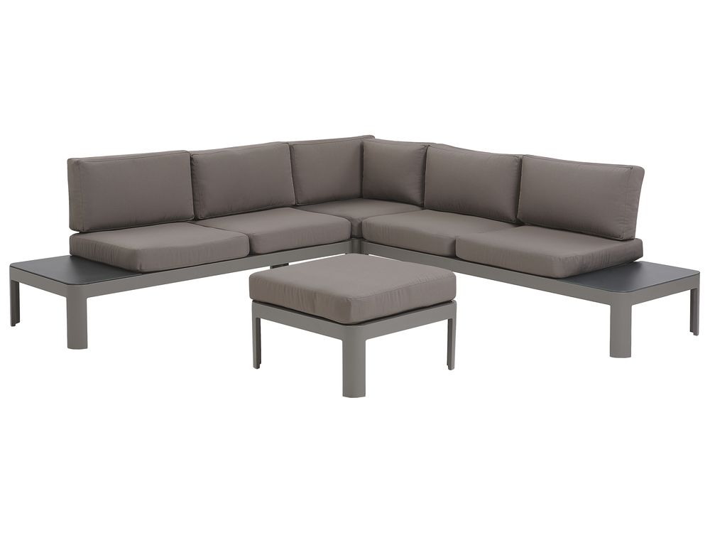 5 Seater Aluminium Garden Corner Sofa Set Grey FERENTINO Beliani