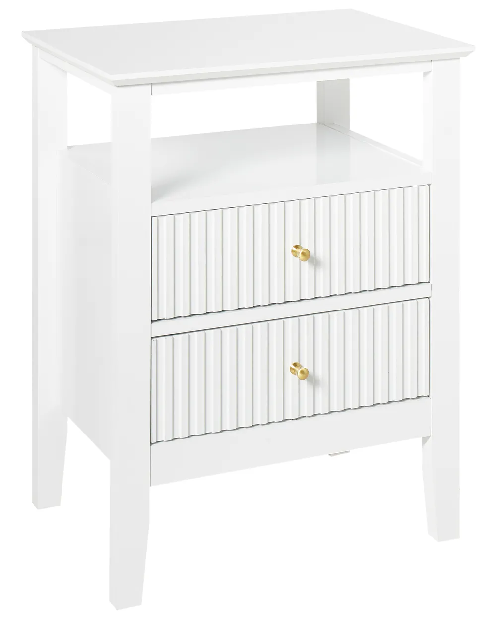Lot De 2 Tables De Chevet Avec Tiroir Et Compartiment Ouvert 40 X 35 X 475 Cm Bois Dingenierie Blanc Dec034921 87868609