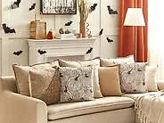 Dekokissen 2er Set GOURD 45 x 45 cm Samtstoff Beige Pflanzenmuster_1179855