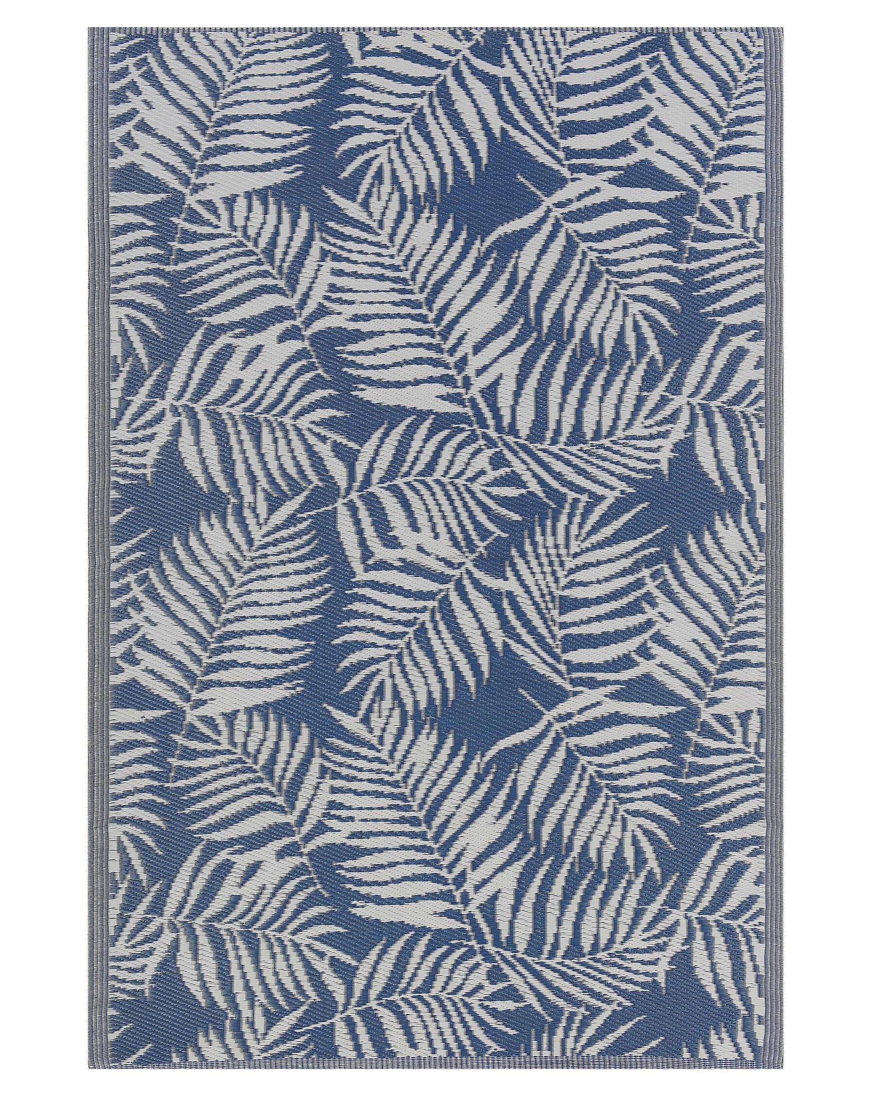 Tapis extérieur bleu au motif feuilles de palmier 120 x 180 cm KOTA_766262