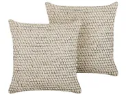 Zestaw 2 poduszek dekoracyjnych HOWEA 45 x 45 cm Bawełna Beżowy Wzór geometryczny_840065