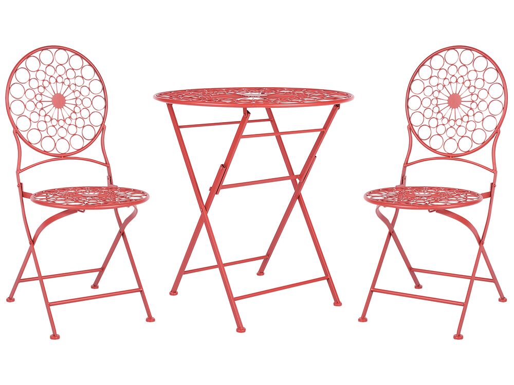 Bistro Set Folding SCARIO Metal Red