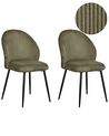 Set of 2 Dining Chairs ELOY Corduroy Dark Green