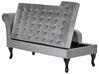 Left Hand Velvet Chaise Lounge with Storage Light Grey PESSAC_881855