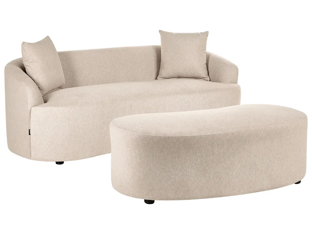 Sofa AMAL mit Ottomane Stoff Beige