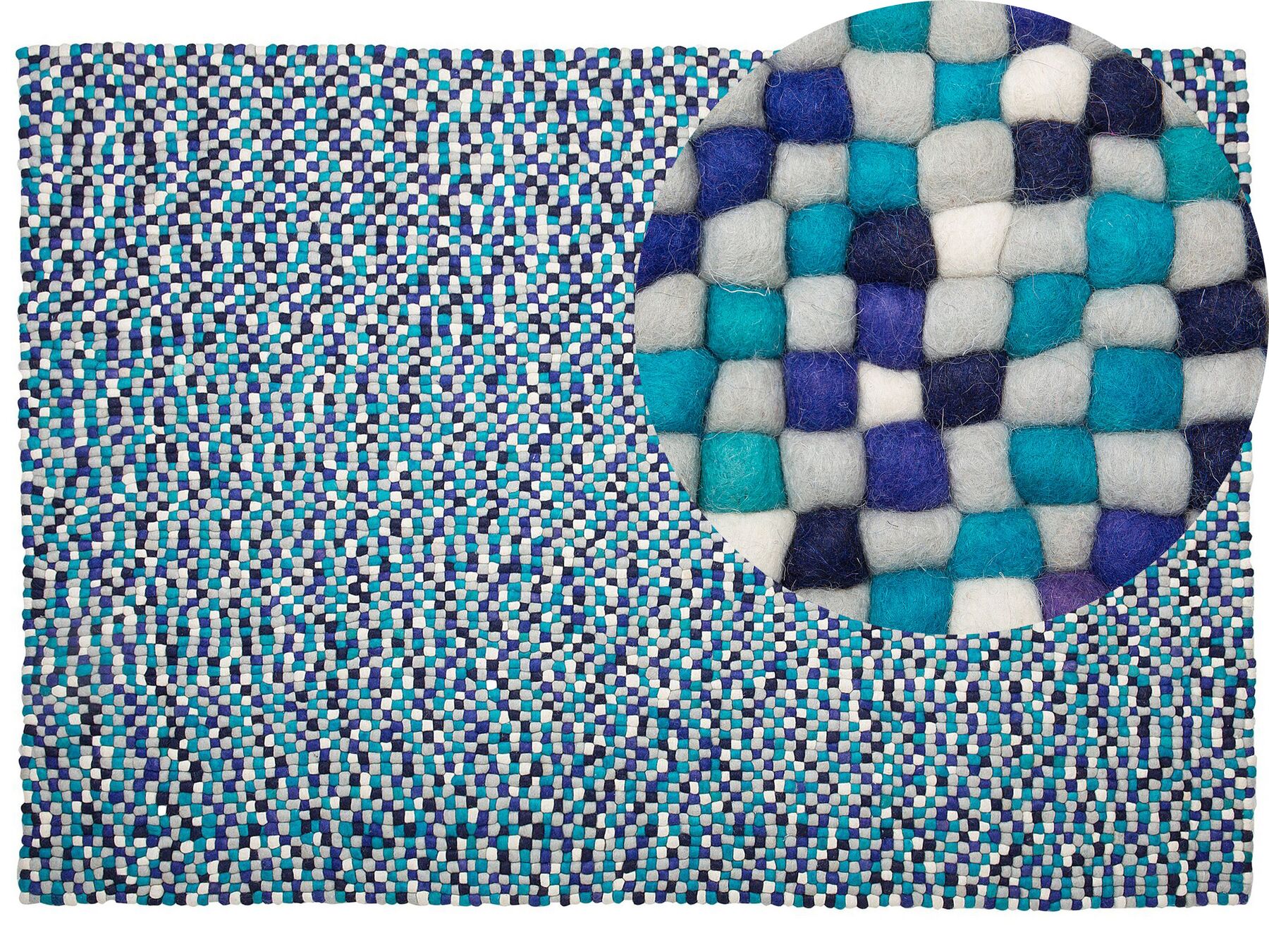 Modro-bílý koberec z filcových kuliček 160 x 230 cm AMDO_718663
