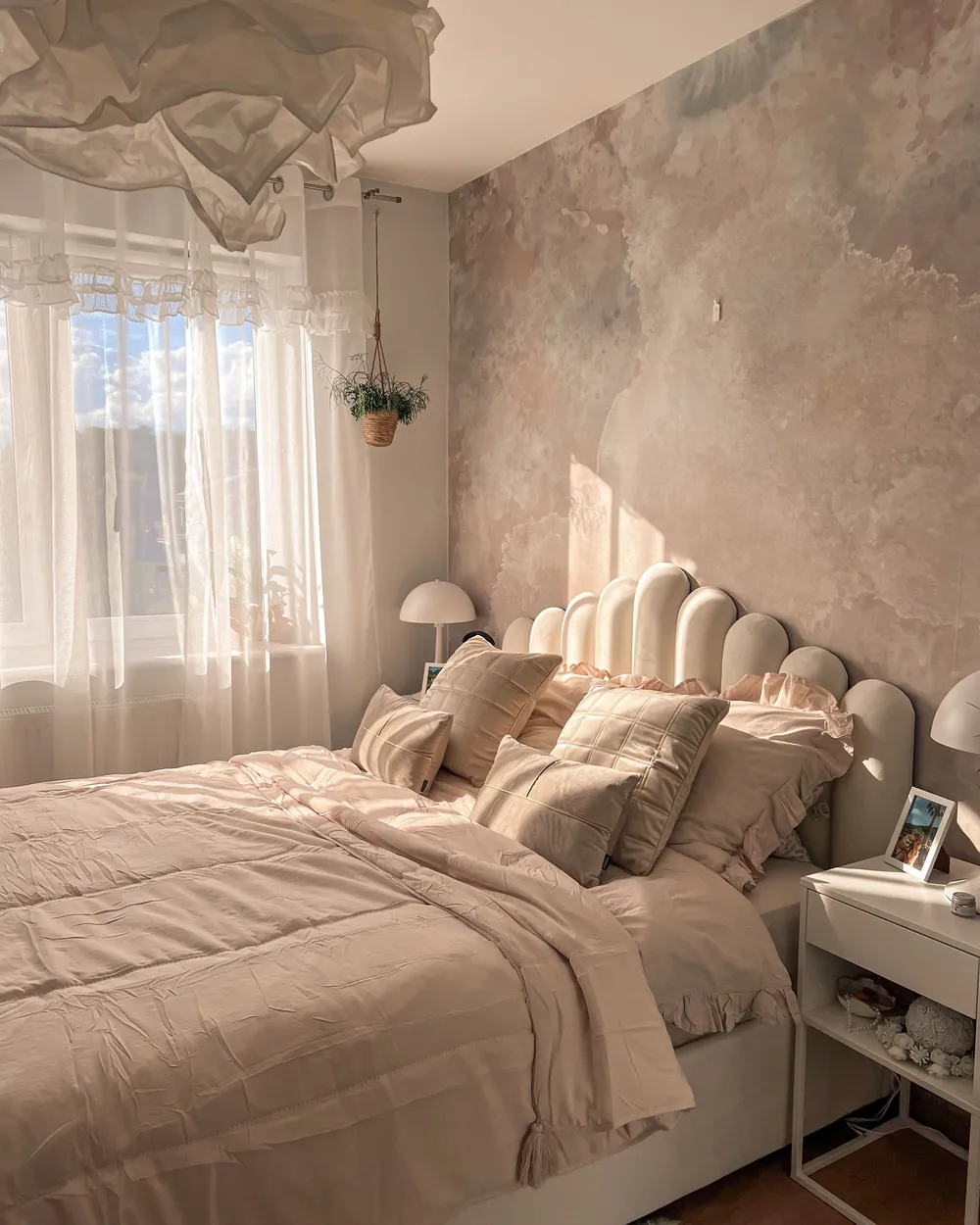 Bett mit Stauraum VINCENNES Samtstoff Cremeweiß 160 x 200 cm_883395