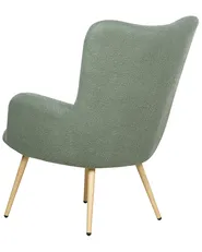 Poltrona Wingback VEJLE con poggiapiedi Bouclé Verde chiaro_901595