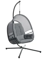 Hanging Chair with Stand ALVIANO Fabric Dark Grey_960437