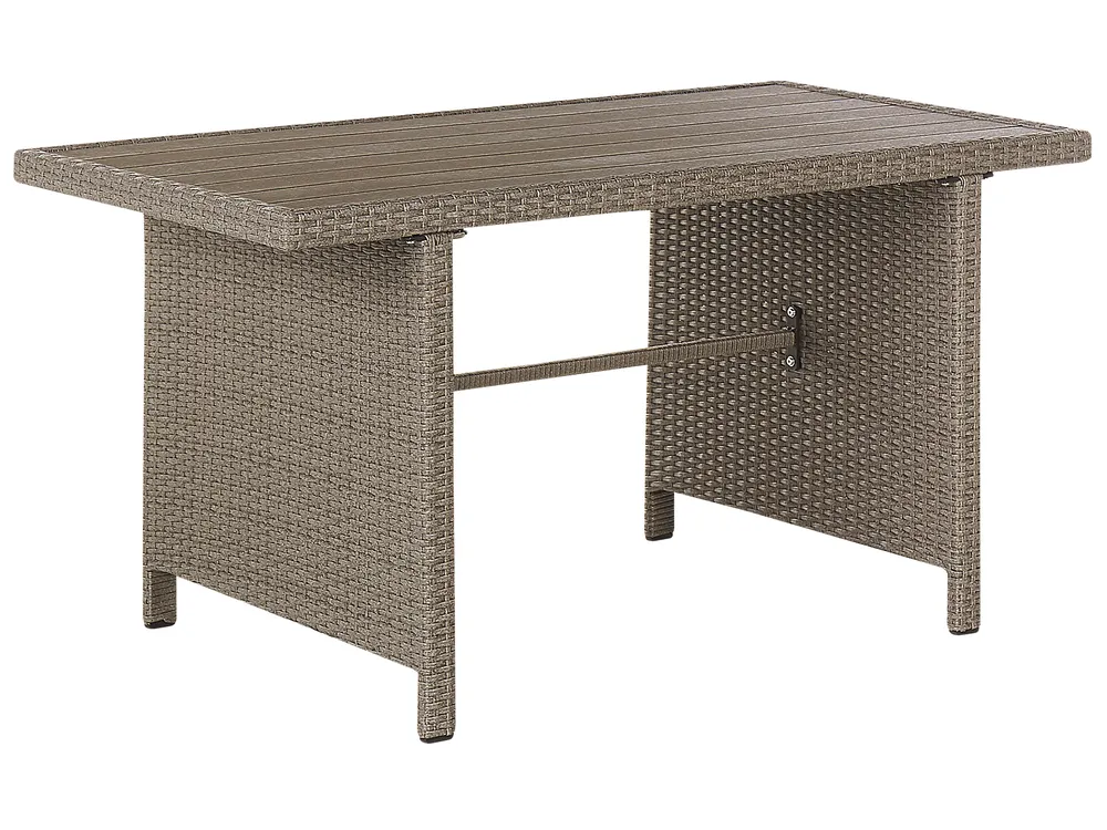 Set salotto da giardino con tavolo e pouf 5 posti BARDI con cuscini Rattan sintetico (PE) Tortora_820395