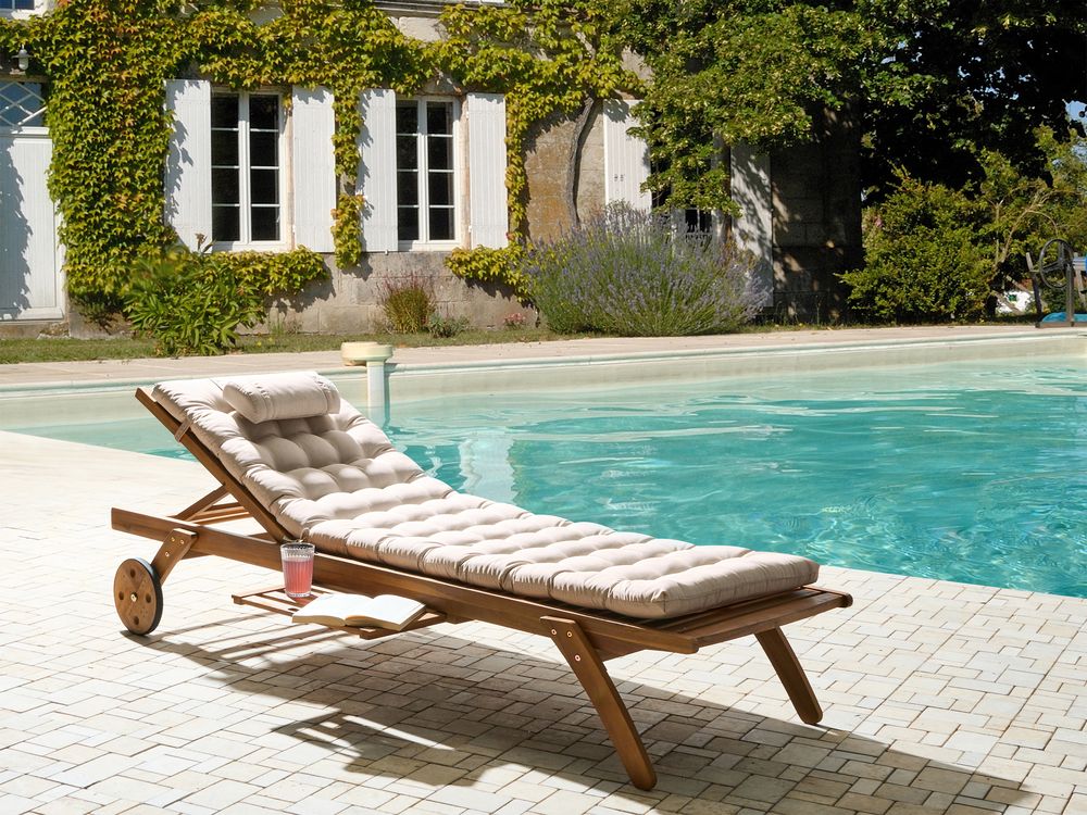 Almofada para espreguiçadeira CESANA PREMIUM 192 x 56 cm Creme claro