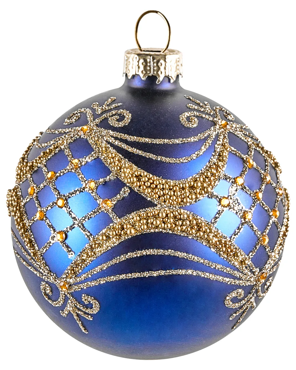 Set of 35 Baubles ICEDROP Glass Blue/ Gold_1028534