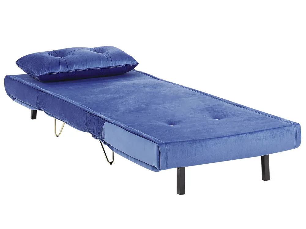 Single Sofa Bed VESTFOLD Velvet Navy Blue_808639