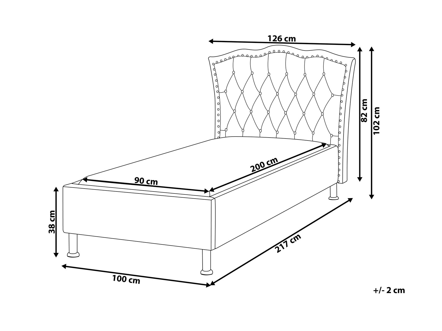 Bed Velvet METZ 90 x 200 cm (EU Single) Beige_861359