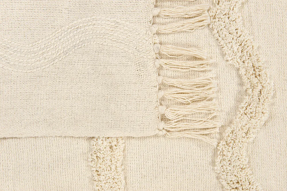 Blanket KHARI Cotton 125 x 150 cm Light Beige_839564