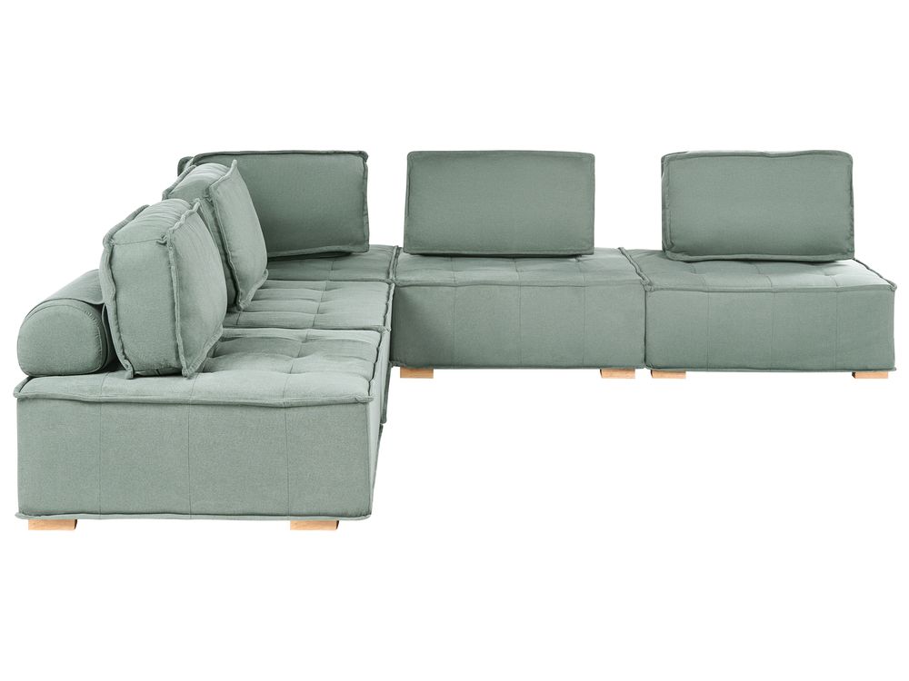 Sofá de canto modular 5 lugares TIBRO Tecido Verde claro à direita