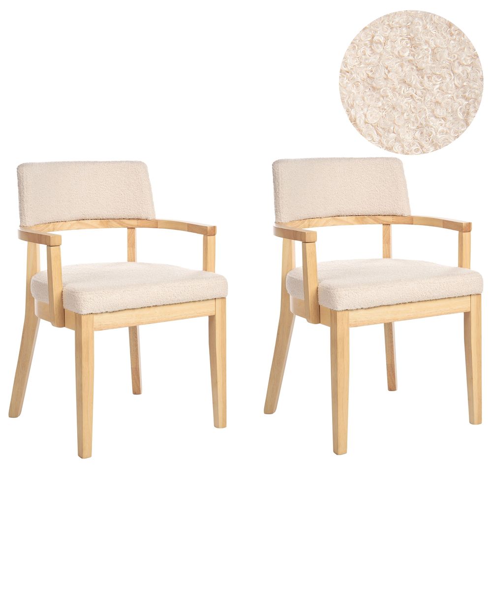 Lot de 2 chaises de salle à manger DALBO Bouclé Marron clair/beige