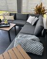Lounge Set Kunstholz schwarz 5-Sitzer Auflagen grau MESSINA_926173