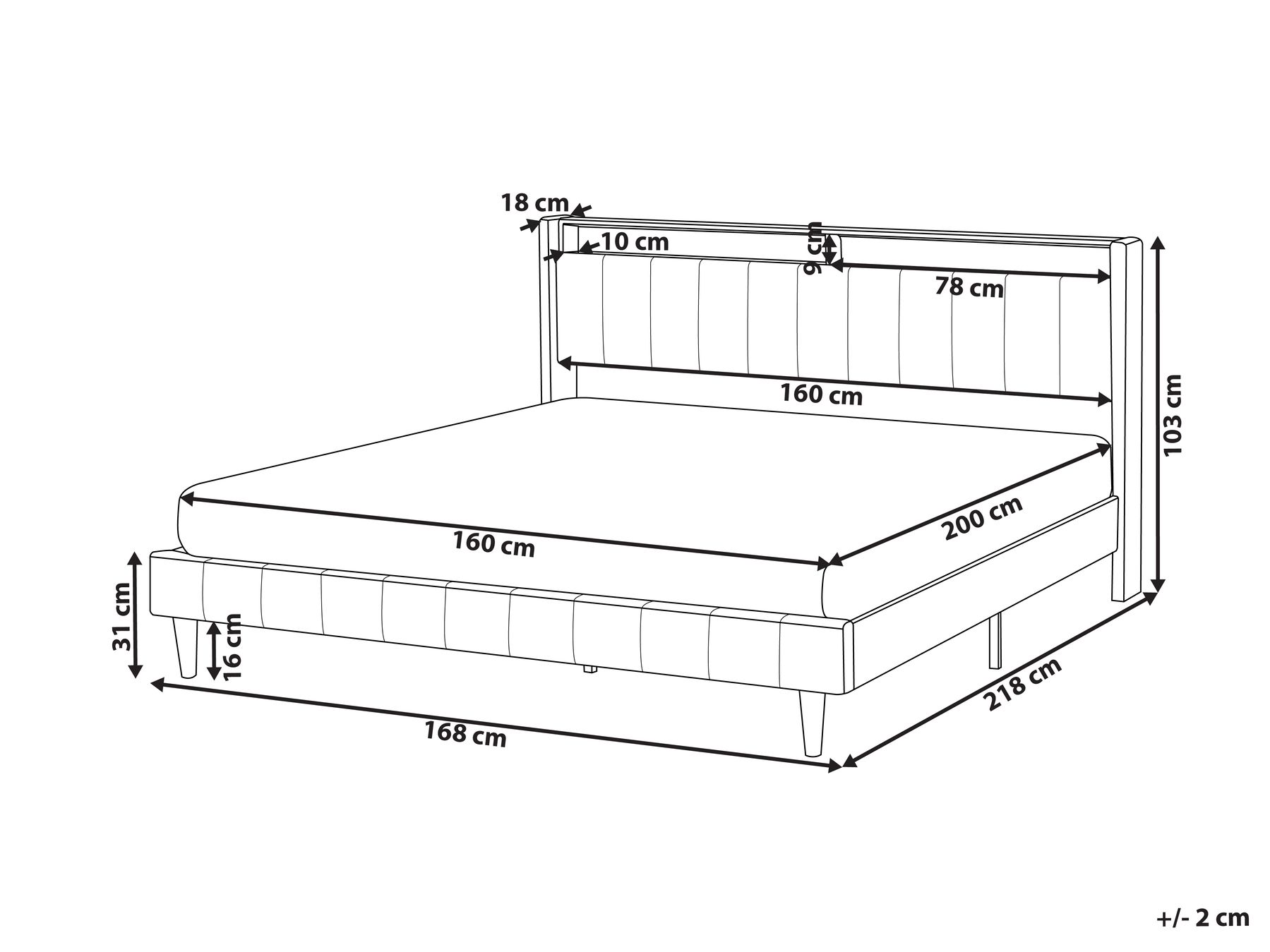 Bed with LED BEAULIEU Fabric Dark Grey 160 x 200 cm (EU King Size) with USB Port with Storage_993614